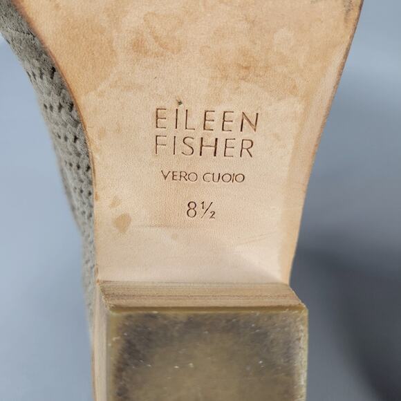 Eileen Fisher Womens Slew Ankle Bootie Peep Toe Lace Up Zip Suede Tan Size 8.5 M - Picture 9 of 11